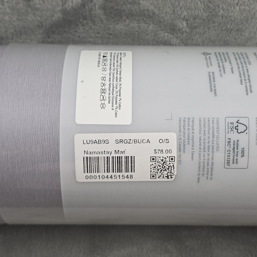 Lululemon Namastay Yoga Mat New Sealed SRGZ/BUCA Exercise Mat 4mm 5.7 Lbs Lavend - Picture 6 of 9